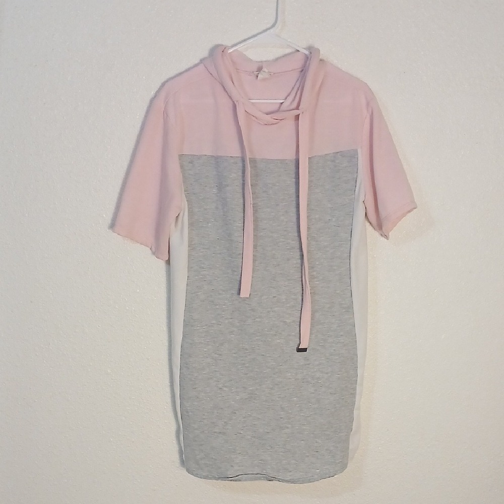 Pink and Gray Women's Hoodie Top